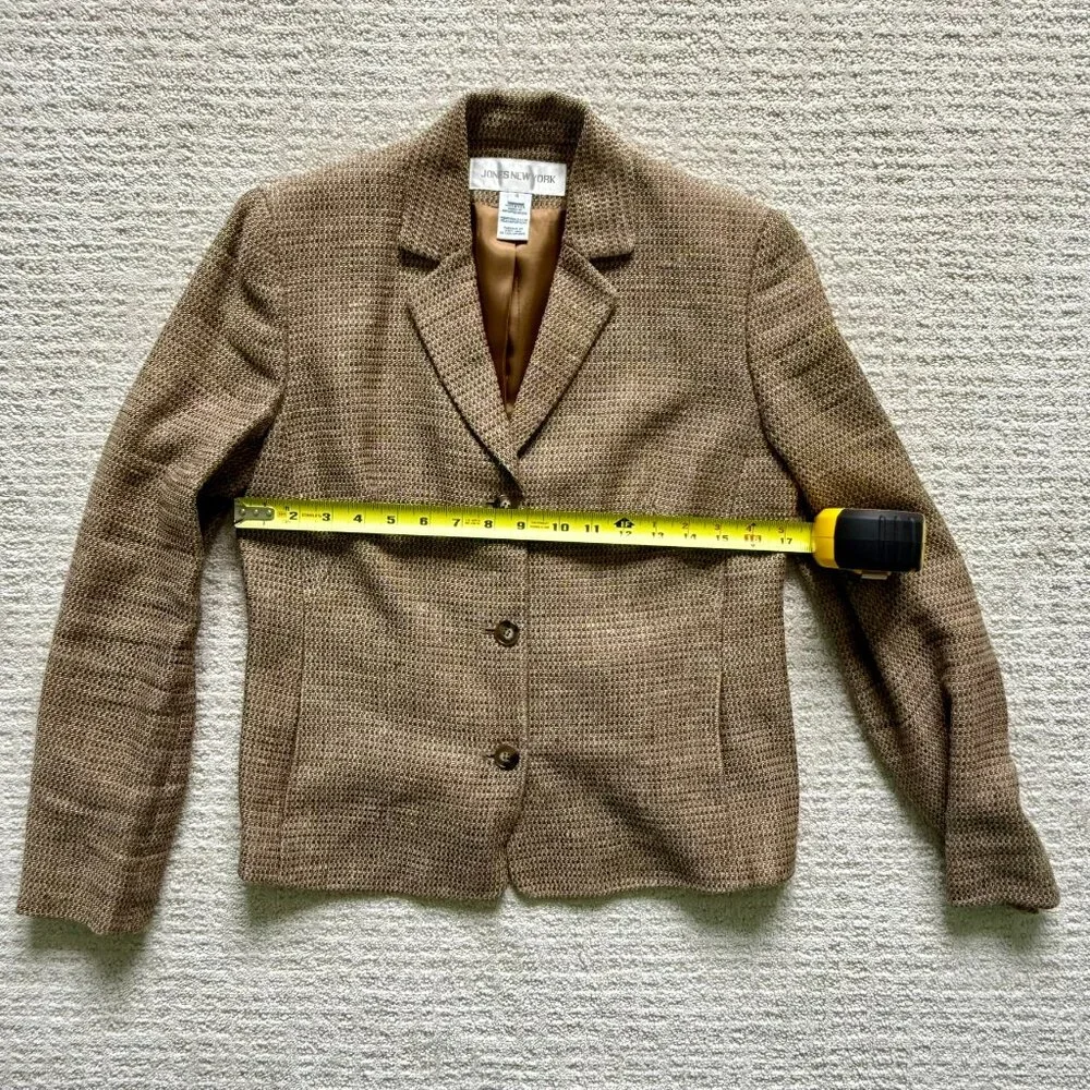 Jones New York | Vintage Lightweight Tweed Silk Linen Blazer Sz 4 - Picture 4 of 6